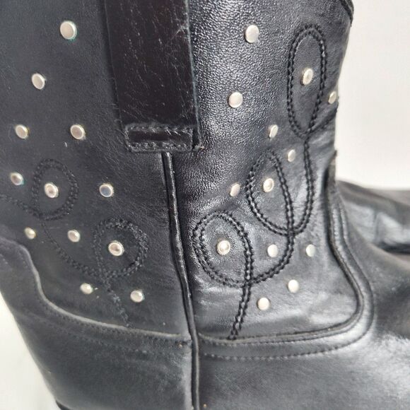 Miz Mooz Western Ankle Boots Size 9 Pull On Booties Block Heel Studded Cozumel - Picture 11 of 12